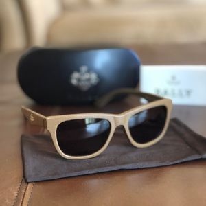 Bally Switzerland Leather Wayfarer Sunglasses